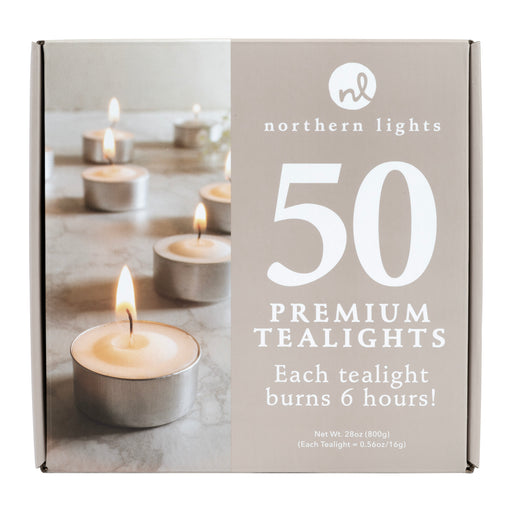 Unfragranced Tealights - 50pc - Northern Lights Wholesale